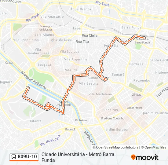 809U-10 Bus Line Map