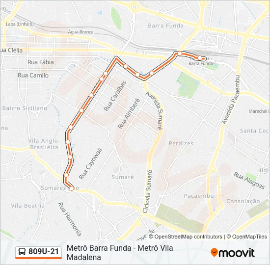 809U-21 Bus Line Map