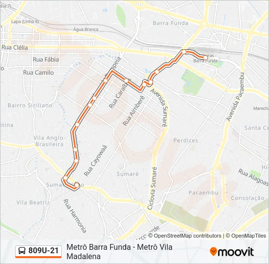 809U-21 Bus Line Map