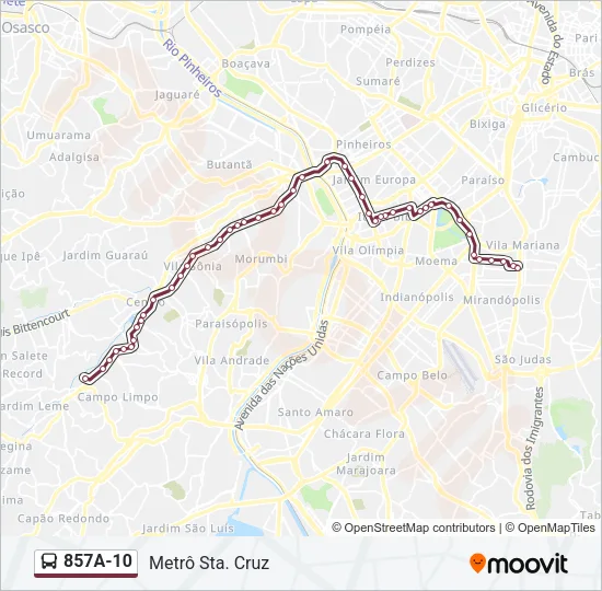 857A-10 Bus Line Map