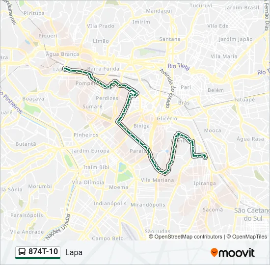 874T-10 Bus Line Map