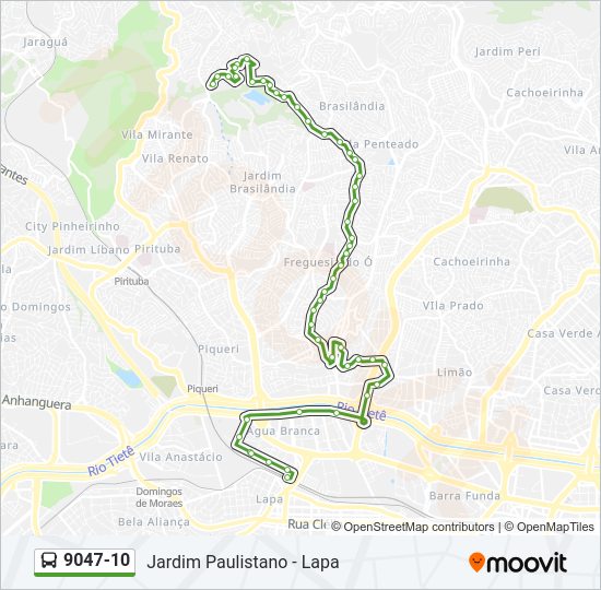 Mapa da linha 9047-10 de ônibus