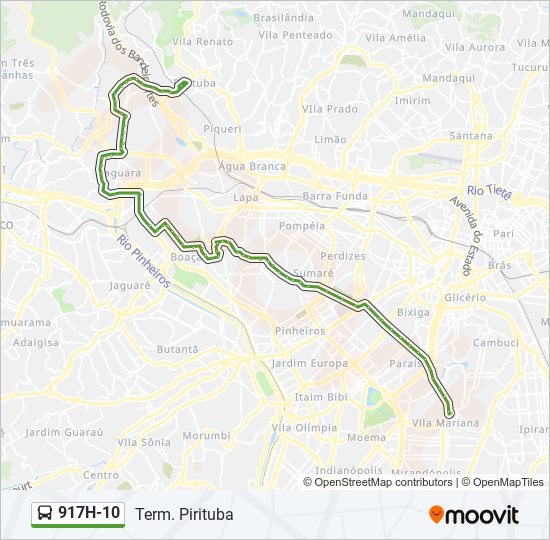 Mapa de 917H-10 de autobús