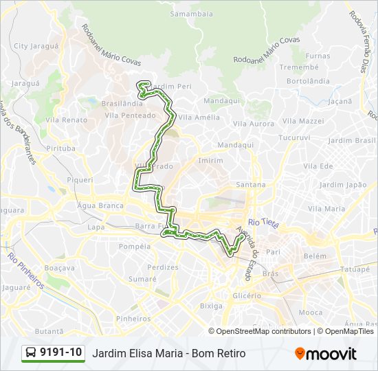 Mapa de 9191-10 de autobús