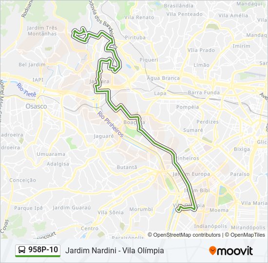 Mapa de 958P-10 de autobús