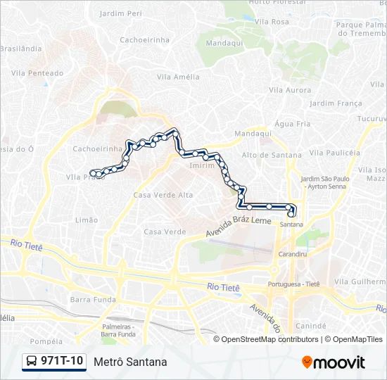 971T-10 Bus Line Map