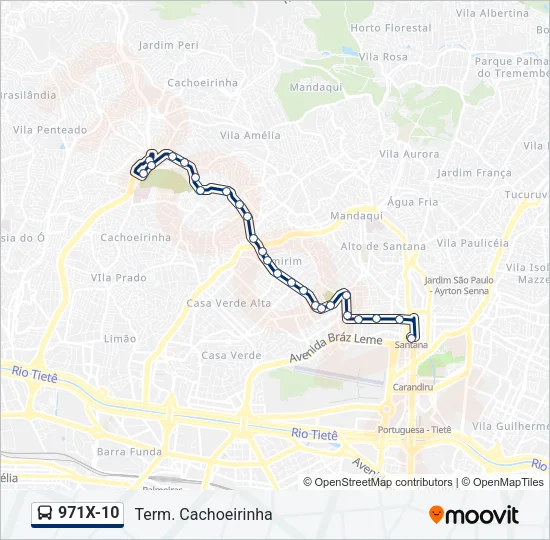 971X-10 Bus Line Map