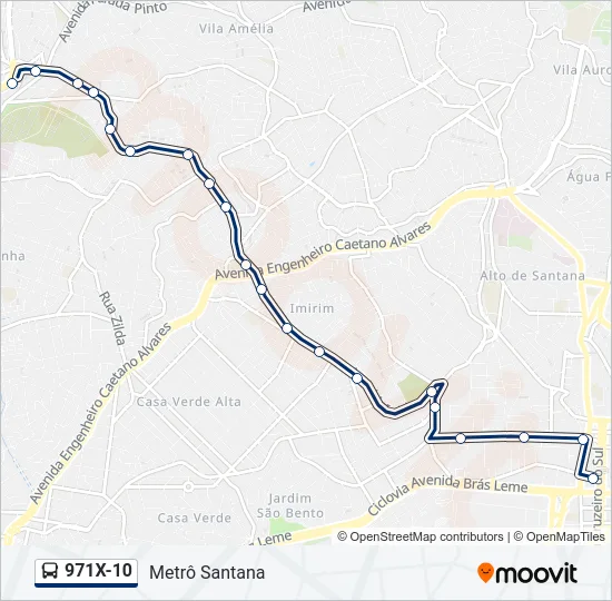 971X-10 Bus Line Map