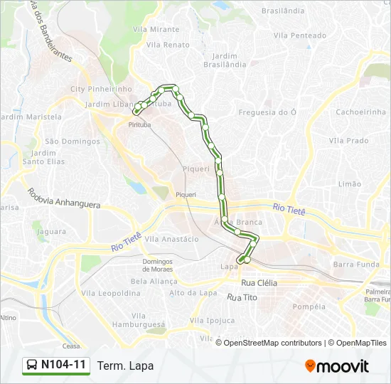 N104-11 Bus Line Map