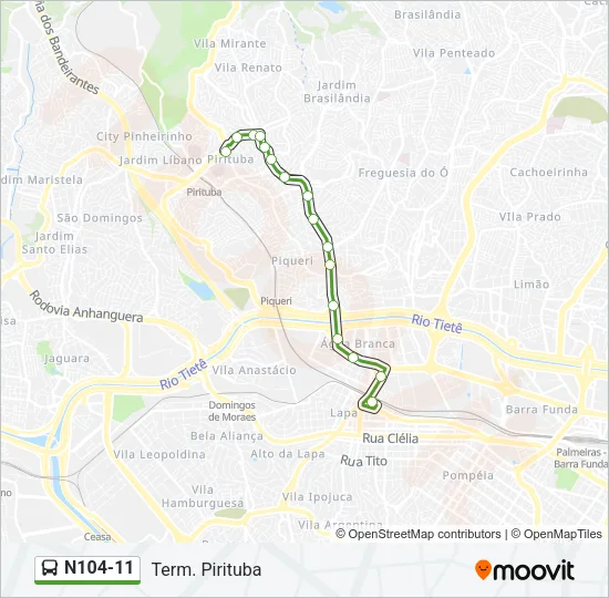 N104-11 Bus Line Map