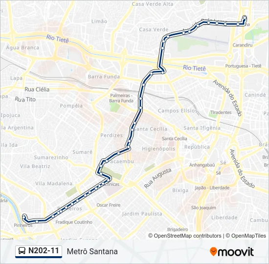 N202-11 Bus Line Map