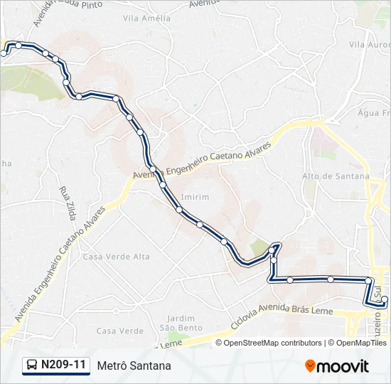 N209-11 Bus Line Map