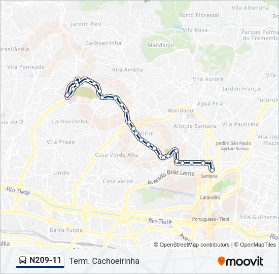 N209-11 Bus Line Map