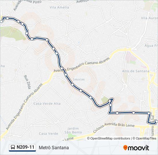 N209-11 bus Line Map