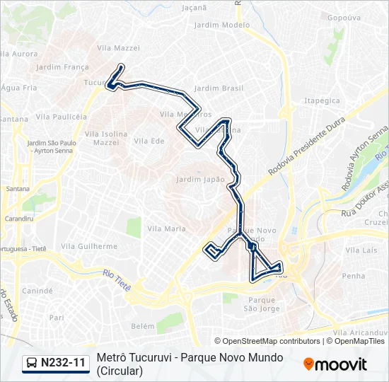 N232-11 Bus Line Map