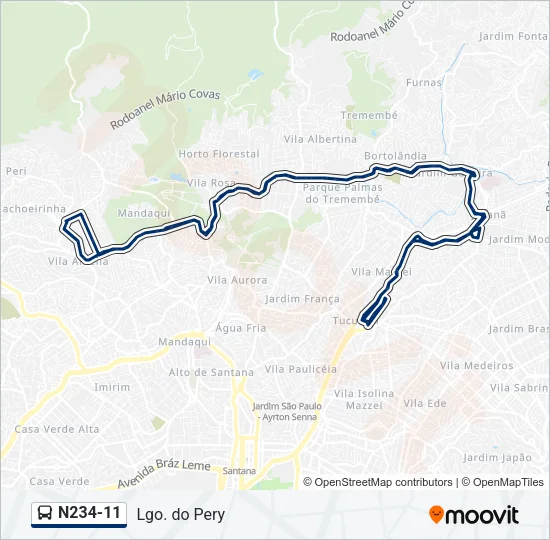 N234-11 Bus Line Map