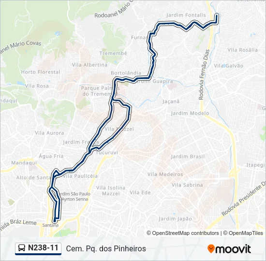 N238-11 Bus Line Map