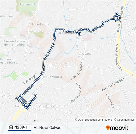 N239-11 Bus Line Map