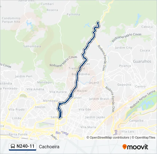 N240-11 Bus Line Map