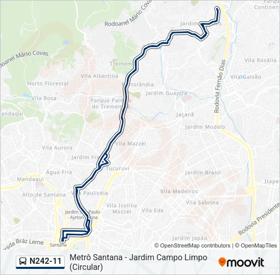 N242-11 Bus Line Map