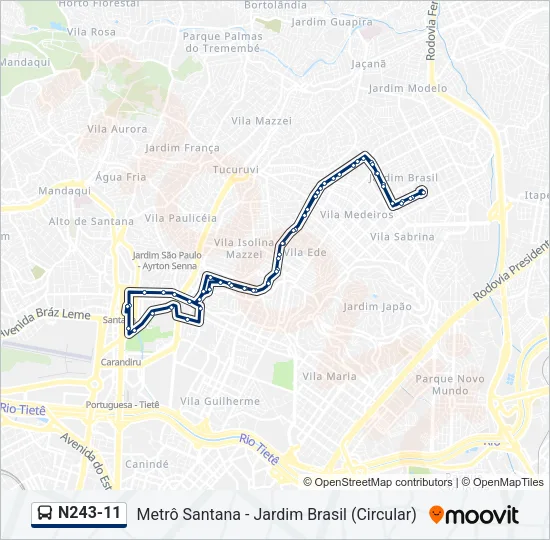 N243-11 Bus Line Map