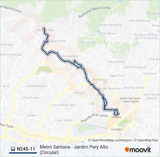 N245-11 Bus Line Map