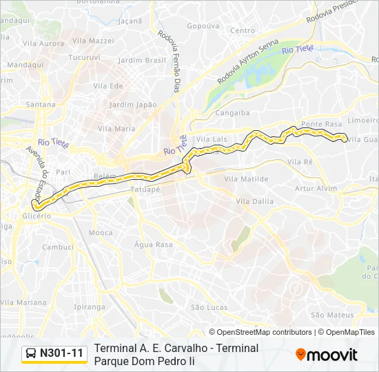N301-11 Bus Line Map