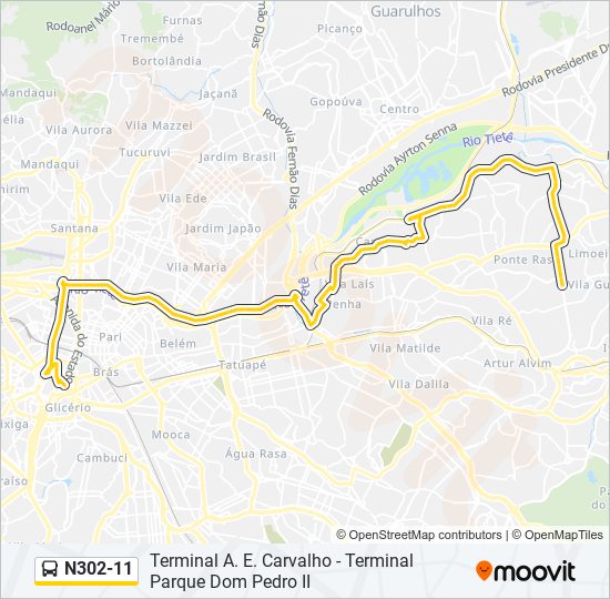 N302-11 bus Line Map