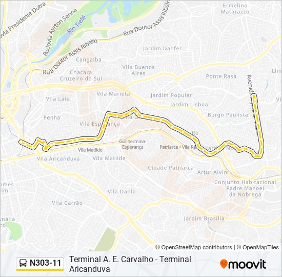 N303-11 bus Line Map