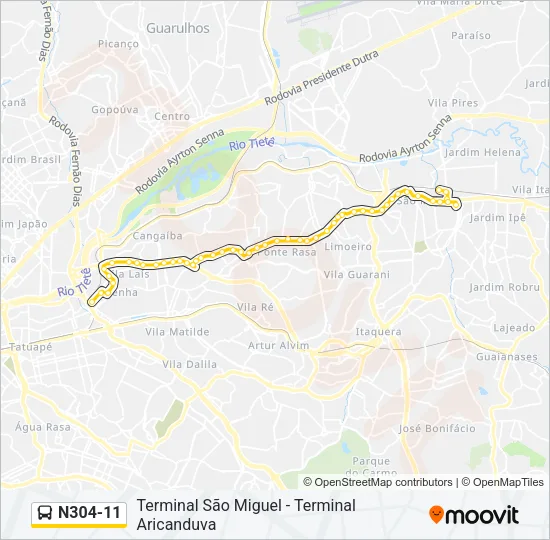 N304-11 Bus Line Map