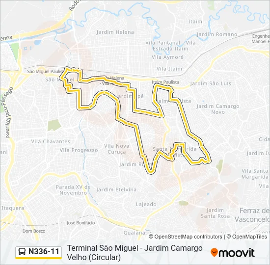 N336-11 Bus Line Map