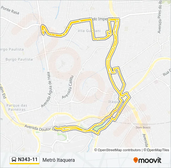 N343-11 Bus Line Map