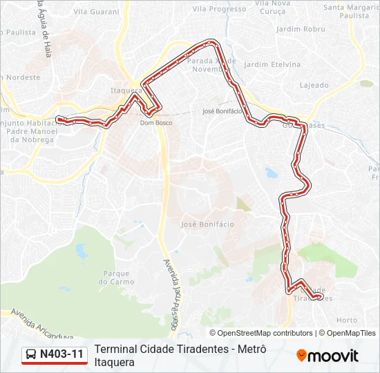N403-11 Bus Line Map