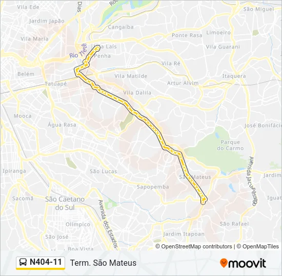 N404-11 Bus Line Map