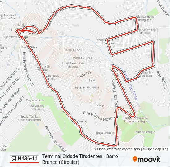 N436-11 Bus Line Map