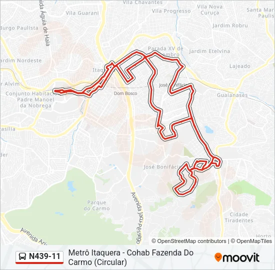 N439-11 Bus Line Map