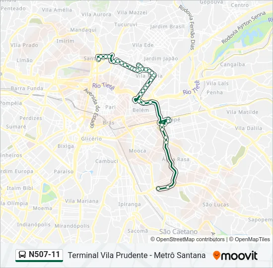 N507-11 Bus Line Map