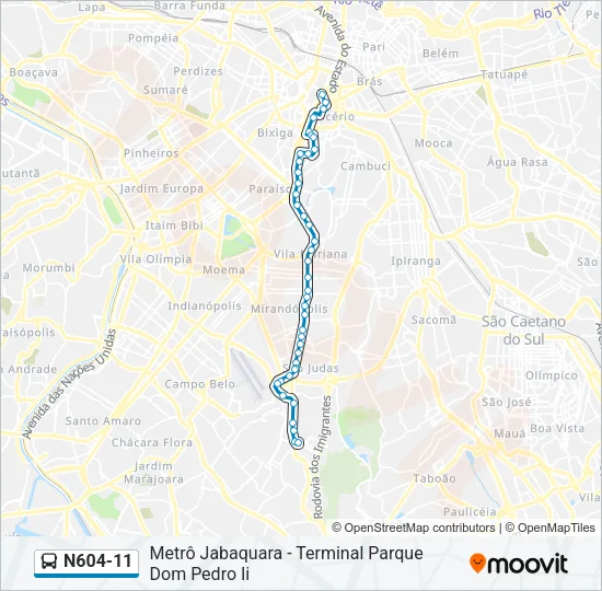 N604-11 Bus Line Map