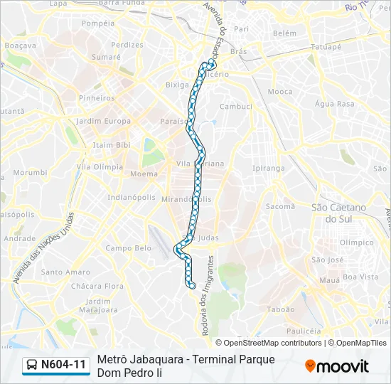 N604-11 Bus Line Map