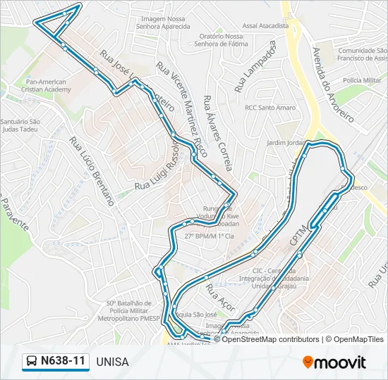 N638-11 Bus Line Map