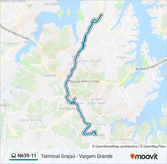 Mapa da linha N639-11 de ônibus