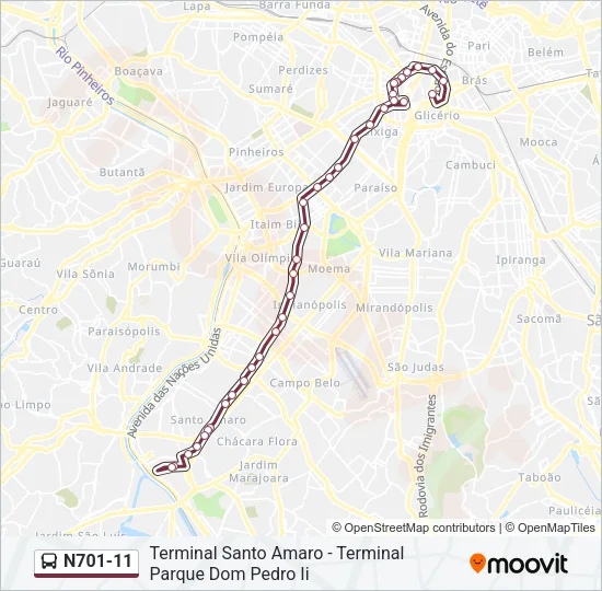 N701-11 Bus Line Map