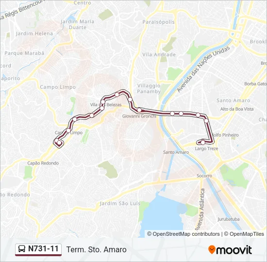 N731-11 Bus Line Map