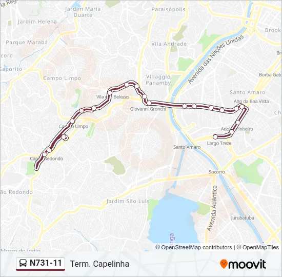 N731-11 Bus Line Map