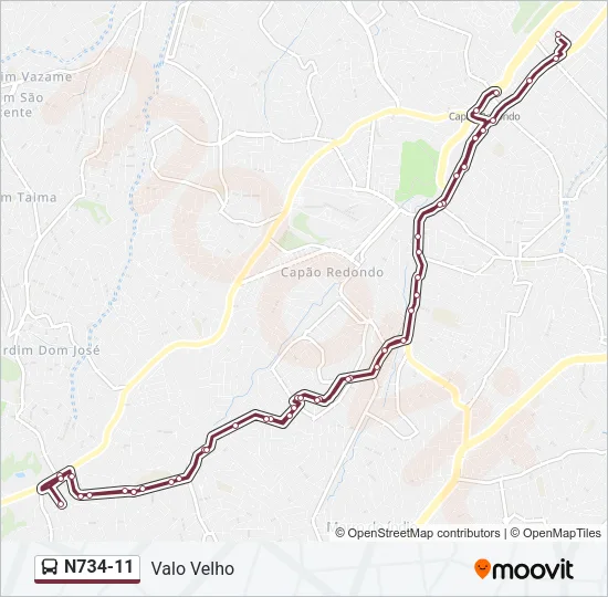 N734-11 Bus Line Map