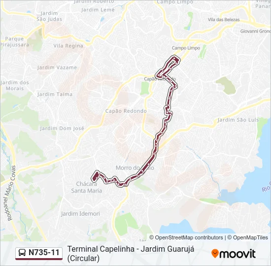 N735-11 Bus Line Map