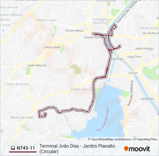 N743-11 Bus Line Map