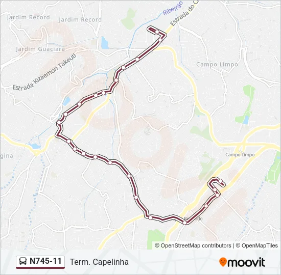 N745-11 Bus Line Map
