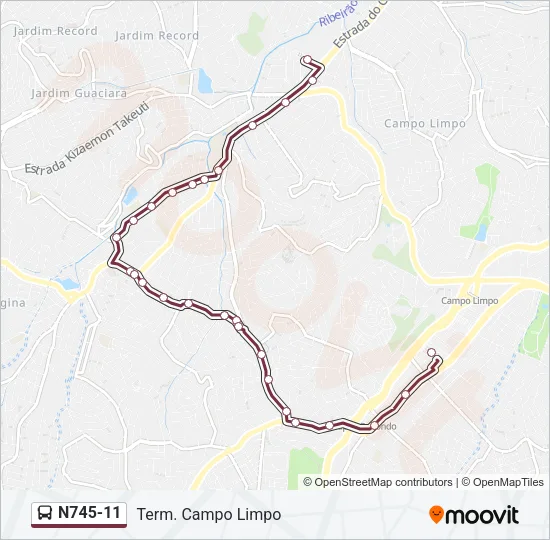 N745-11 Bus Line Map