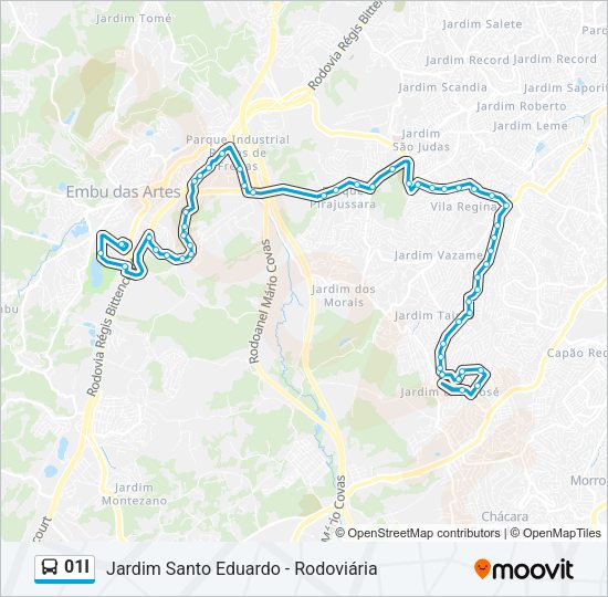 Mapa da linha 01I de ônibus